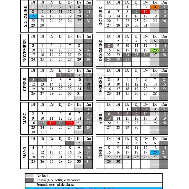 Foto Calendari escolar 2025-26